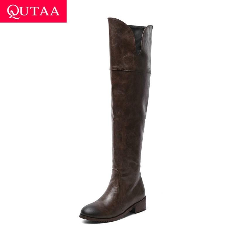 QUTAA 2020 Retro PU Fashion Over The Knee Boots Round Toe Autumn Winter Women Shoes Zipper Casual Thigh High Boots Size 34-43, Black
QUTAA 2020 Retro PU Fashion Over The Knee Boots Round Toe Autumn Winter Women Shoes Zipper Casual Thigh High Boots Size 34-43, Black