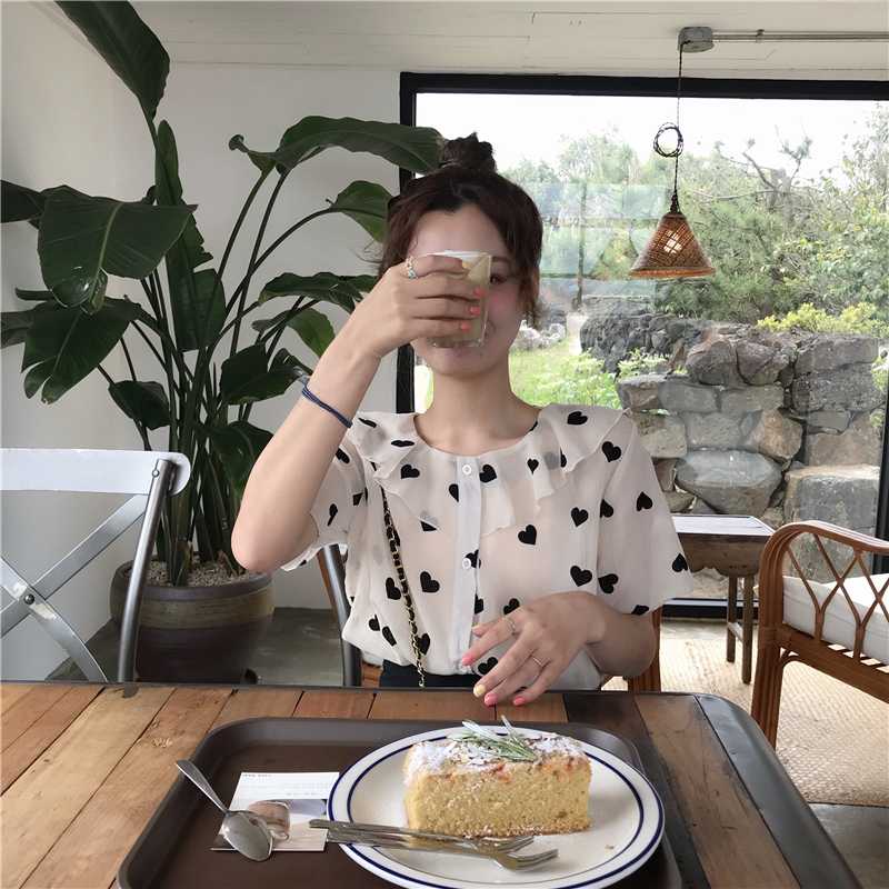 Love Printed Lotus Leaf Short Sleeve Shirt Women's Summer Shirts Kawaii Ulzzang Lovely Female Sweet Harajuku Cute Top for Women, Black
Love Printed Lotus Leaf Short Sleeve Shirt Women's Summer Shirts Kawaii Ulzzang Lovely Female Sweet Harajuku Cute Top for Women, Black