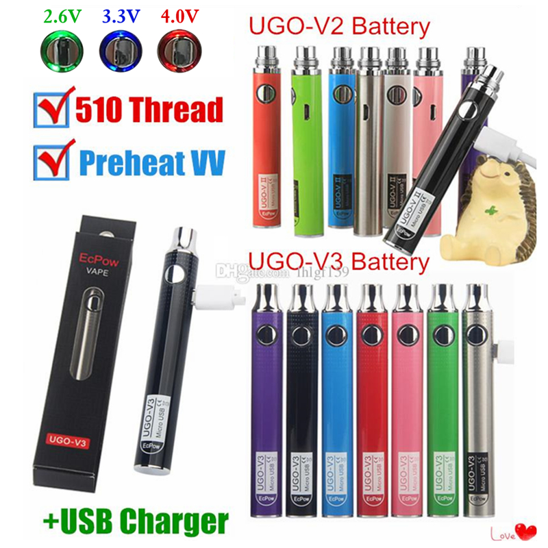 100% Authentic EcPow UGO V2 V3 III Vaporizer Battery Preheat Variable Voltage Adjustable 510 Thread Vape Pen EVOD EGO Micro With USB Charger
100% Authentic EcPow UGO V2 V3 III Vaporizer Battery Preheat Variable Voltage Adjustable 510 Thread Vape Pen EVOD EGO Micro With USB Charger