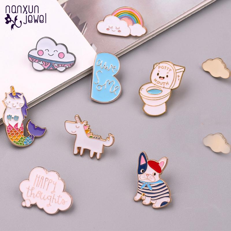 Cute Rainbow Cat dog Brooch Enamel Pins cartoon horse cloud potty mouth metal badges Demin scarf lapel pin Collar Women brooches 
Cute Rainbow Cat dog Brooch Enamel Pins cartoon horse cloud potty mouth metal badges Demin scarf lapel pin Collar Women brooches