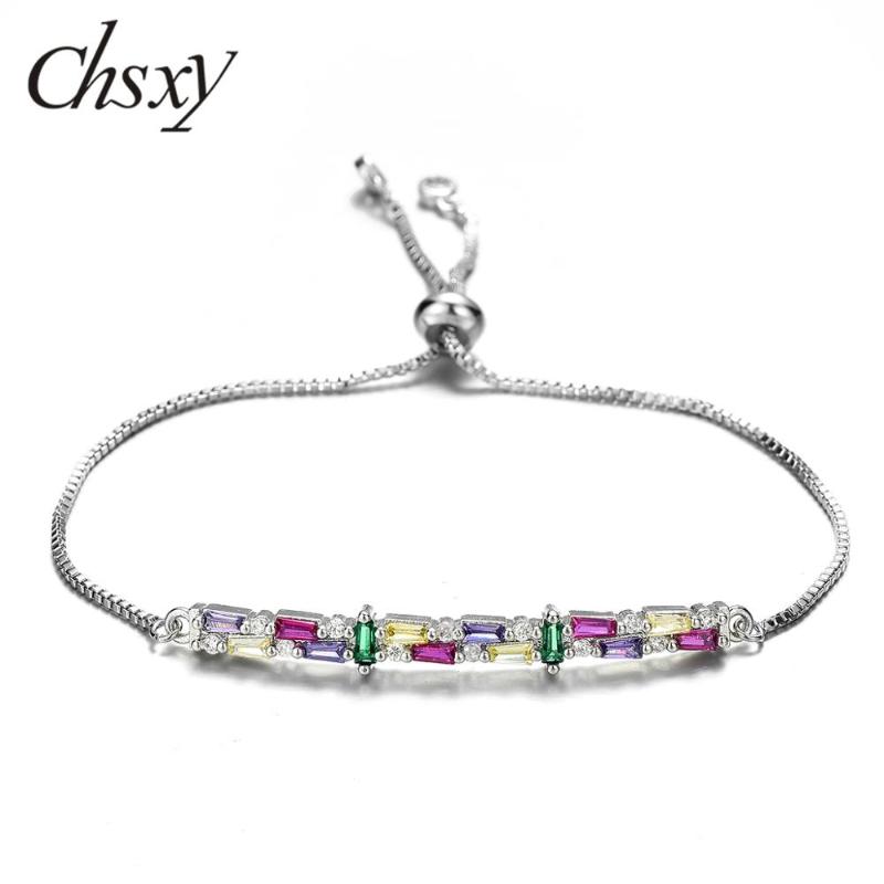 CHSXY Brand Sparkling Irregular Rainbow Cubic Zirconia Bracelet Adjustable Link Chain Bracelets for Women Girls Wrist Decoration
CHSXY Brand Sparkling Irregular Rainbow Cubic Zirconia Bracelet Adjustable Link Chain Bracelets for Women Girls Wrist Decoration