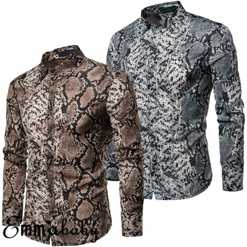 Sexy Snake Pattern Print Slim Fit Shirt Men 2020 Brand New Long Sleeve Men Dress Shirts Hip Hop Streetwear Casual Shirt Camisa, Gray
Sexy Snake Pattern Print Slim Fit Shirt Men 2020 Brand New Long Sleeve Men Dress Shirts Hip Hop Streetwear Casual Shirt Camisa, Gray