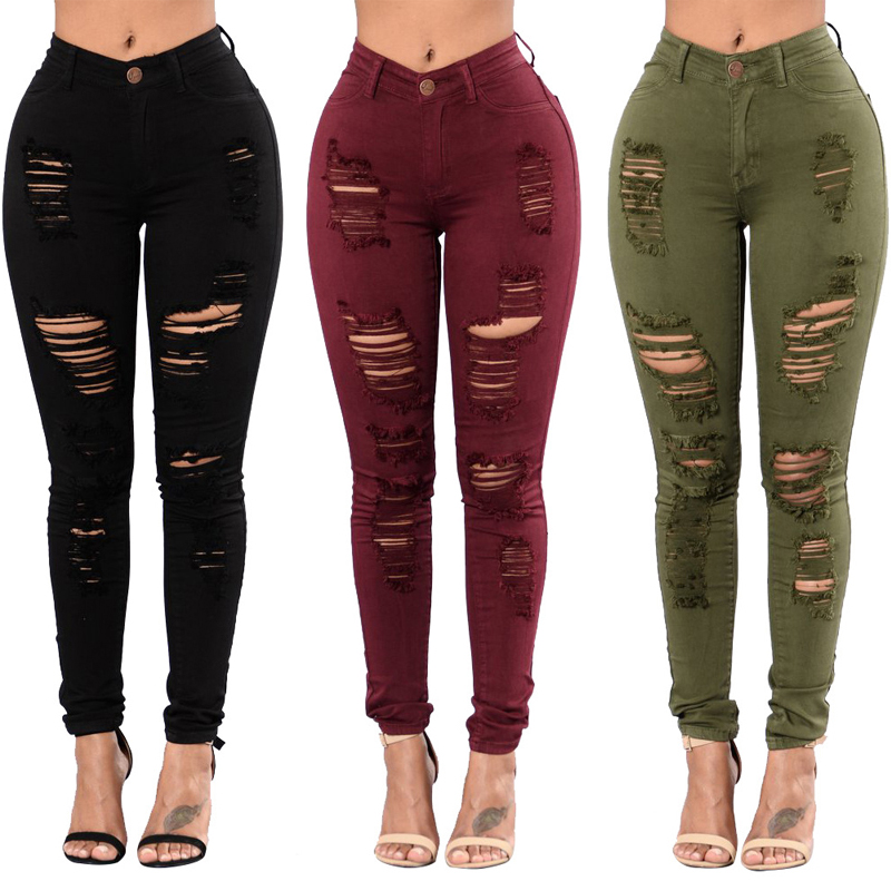 Women' fashion tri-color jeans women' high waist slim hole jeans casual stretch pants skinny, Black
Women' fashion tri-color jeans women' high waist slim hole jeans casual stretch pants skinny, Black
