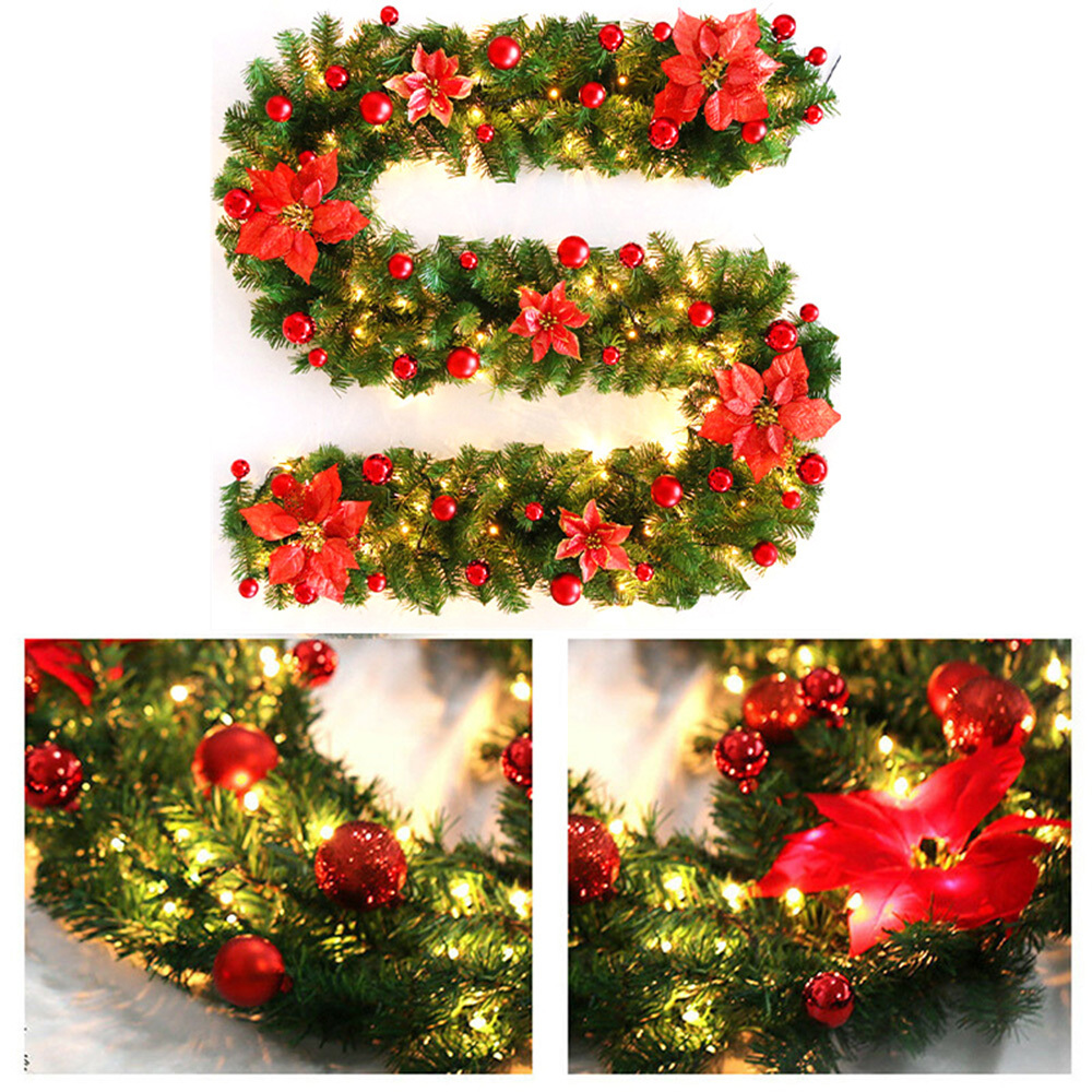 Christmas LED Rattan Garland LED Christmas Decor Artificial Garland Wreath For Home Party Green Christmas Hanging Ornament T2009098687803