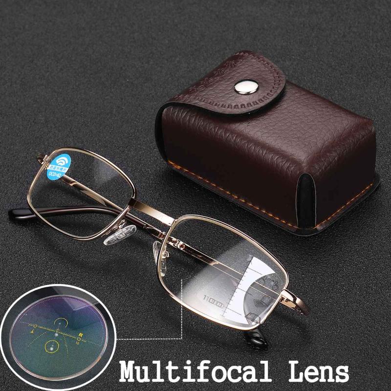 Progressive Multi Focal Anti-blue Reading Glasses Metal Half frame Gold Reading Glasses For Man Woman With Case
Progressive Multi Focal Anti-blue Reading Glasses Metal Half frame Gold Reading Glasses For Man Woman With Case