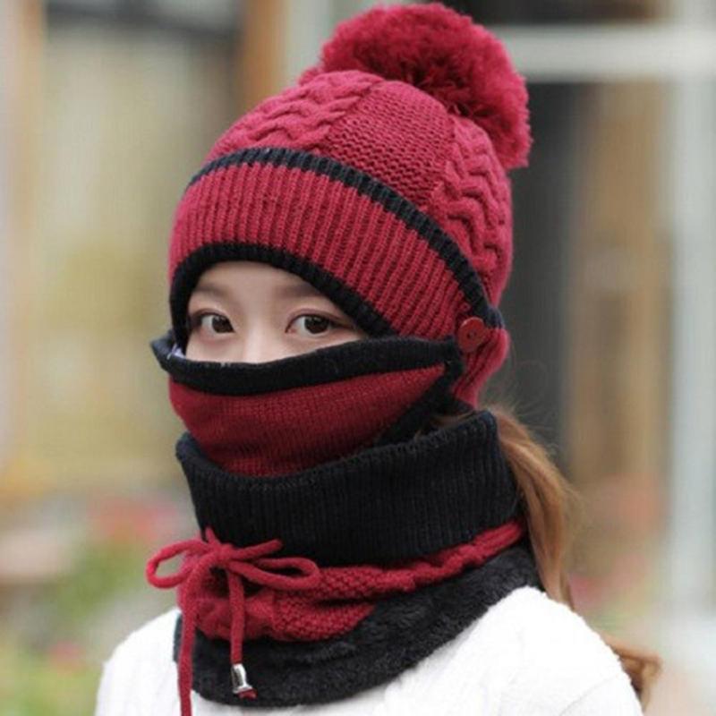 3Pcs Women Winter Thicken Warm Knitted Pompom Beanie Hat Cap Mask Neck Scarf Set cycling ear protection knitted wool hat, Beige
3Pcs Women Winter Thicken Warm Knitted Pompom Beanie Hat Cap Mask Neck Scarf Set cycling ear protection knitted wool hat, Beige