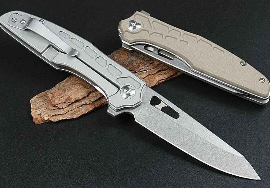 High Quality HHY010 Ball Bearing Flipper Folding Knife D2 Stone Wash Blade G10 + Stainless Steel Sheet Handle Outdoor EDC Pocket Knives
