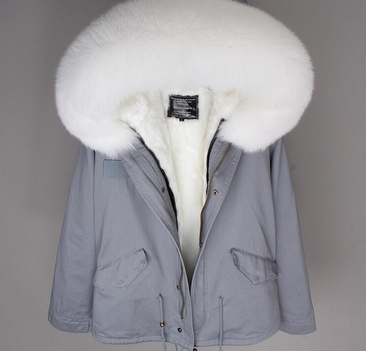 Snow coats for sale white fox fur trim Maomaokong brand white rabbit fur lining mini grey women parka, Choose the model
Snow coats for sale white fox fur trim Maomaokong brand white rabbit fur lining mini grey women parka, Choose the model