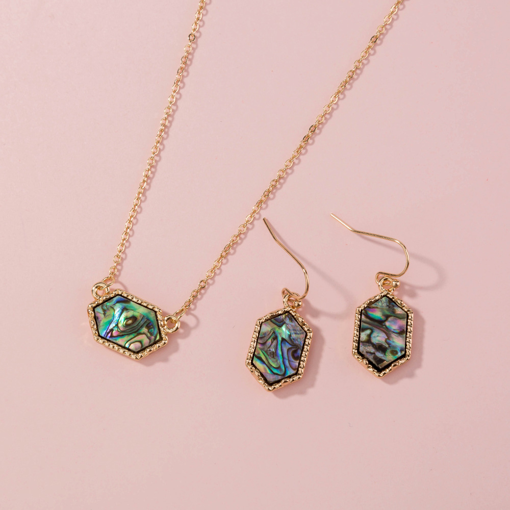 Necklace Earrings Jewelry Set Resin Colorful Abalone Shell Earings Brand Hexagon Dangle Earrings Wedding Party, As pic
Necklace Earrings Jewelry Set Resin Colorful Abalone Shell Earings Brand Hexagon Dangle Earrings Wedding Party, As pic
