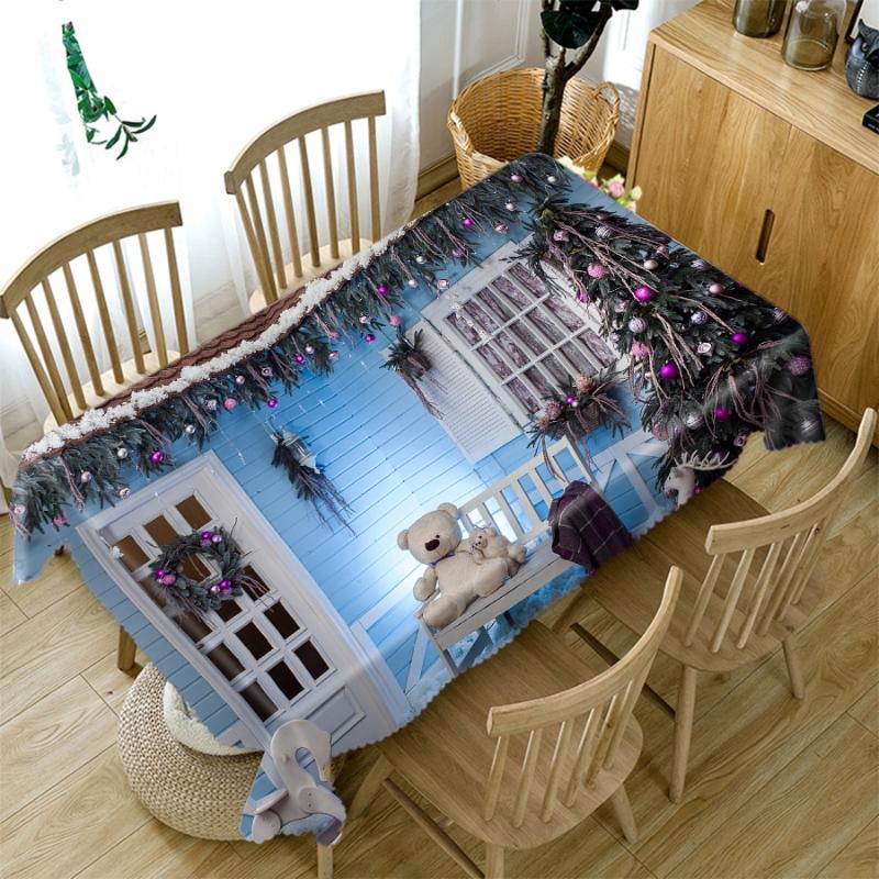 Thicken Cotton Tablecloth 3D Blue House Christmas Tree Pattern Rectangular/Round Table Cloth for Wedding Picnic Party, Style e
Thicken Cotton Tablecloth 3D Blue House Christmas Tree Pattern Rectangular/Round Table Cloth for Wedding Picnic Party, Style e