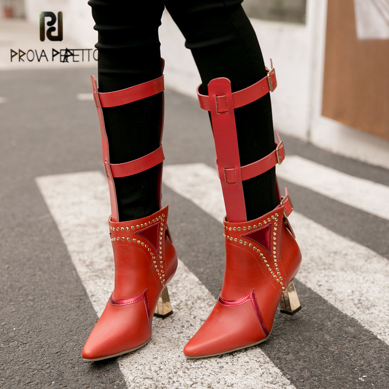 Prova Perfetto Two Wear Women Summer Boots Pointed Toe Rivets Studded High Heel Boot Female Riding Boots Straps Botas Mujer, Red
Prova Perfetto Two Wear Women Summer Boots Pointed Toe Rivets Studded High Heel Boot Female Riding Boots Straps Botas Mujer, Red