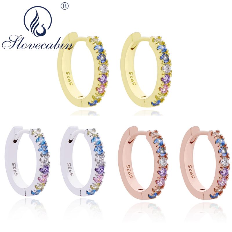 Slovecabin Real 100% 925 Sterling Silver Pave Rainbow Huggies Hoop Earrings For Women Piercing Women Fine Jewelry Making Gift
Slovecabin Real 100% 925 Sterling Silver Pave Rainbow Huggies Hoop Earrings For Women Piercing Women Fine Jewelry Making Gift
