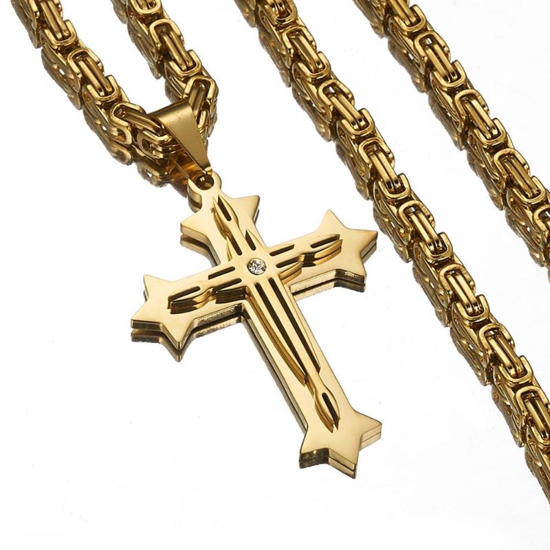 Hot Sale 5mm Flat Box Byzantine Chain Necklace For Men's Neck Jewelry Stainless Steel Gold Color Jesus Cross Pendant Necklace
Hot Sale 5mm Flat Box Byzantine Chain Necklace For Men's Neck Jewelry Stainless Steel Gold Color Jesus Cross Pendant Necklace