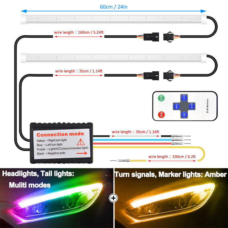 2pcs RF remote control Multicolor Ultrafine DRL LED Daytime Running Light Turn Signal Guide Strip For Headlight Car Lamp
2pcs RF remote control Multicolor Ultrafine DRL LED Daytime Running Light Turn Signal Guide Strip For Headlight Car Lamp