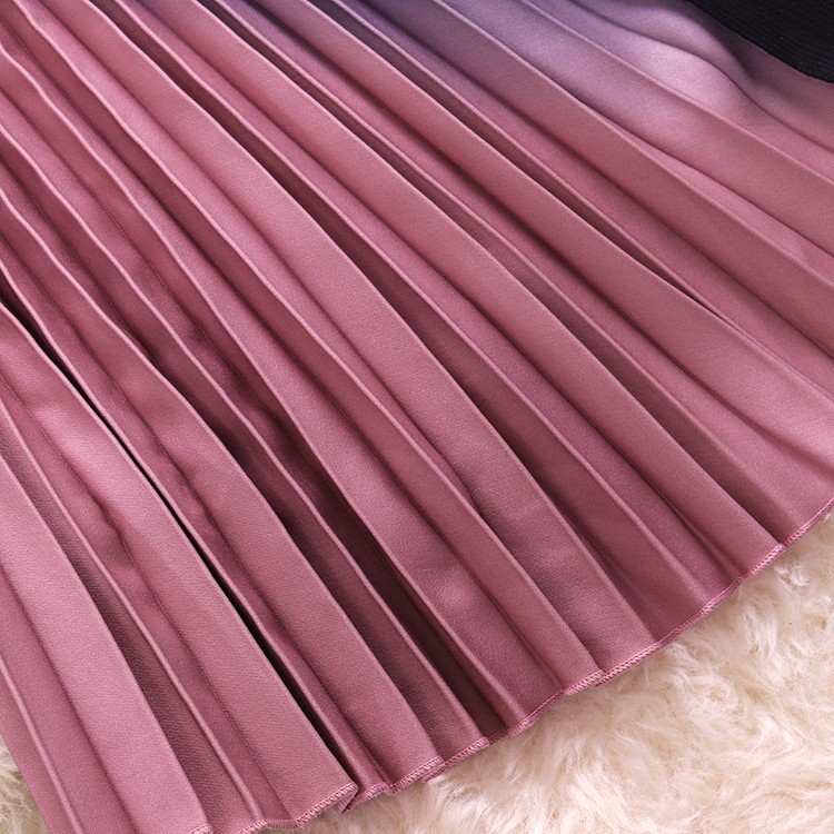 HISUMA autumn winter new women o-neck long sleeve knitted with chiffon pleated fairy dress female chic elegant sweater dresses T200911