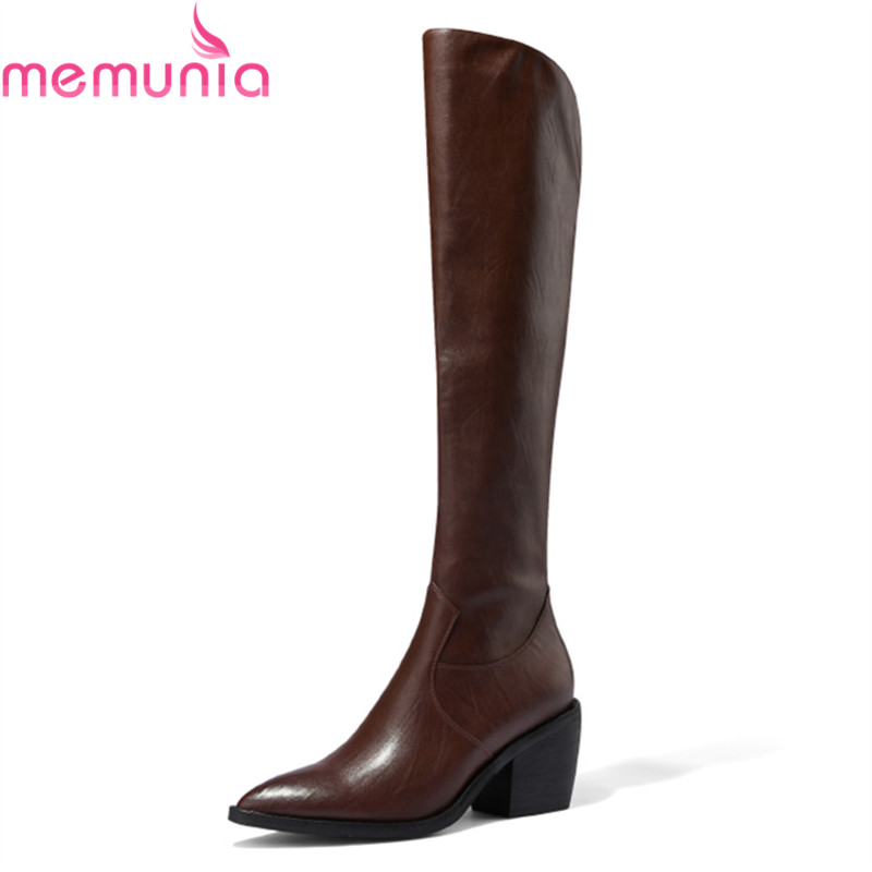 MEMUNIA 2020 Big size 34-43 women brand boots thick high heels pointed toe ladies shoes winter solid color knee high boots, Black
MEMUNIA 2020 Big size 34-43 women brand boots thick high heels pointed toe ladies shoes winter solid color knee high boots, Black