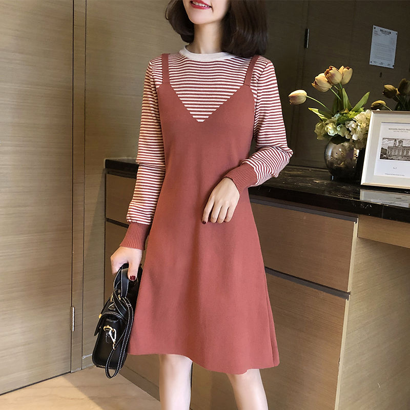 2020 New Autumn Women Fake Two Pieces Elastic Waist Knitted Sweater Vestidos Female Fashion Striped Slim A Line Dresses W137, Black
2020 New Autumn Women Fake Two Pieces Elastic Waist Knitted Sweater Vestidos Female Fashion Striped Slim A Line Dresses W137, Black