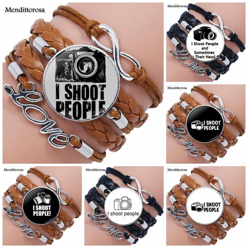 Charm Bracelets EJ Glaze I Shoot People Vintage Jewelry Plated Multilayer Black/Brown Leather Bracelet Bangle For Unisex Party Gift
Charm Bracelets EJ Glaze I Shoot People Vintage Jewelry Plated Multilayer Black/Brown Leather Bracelet Bangle For Unisex Party Gift