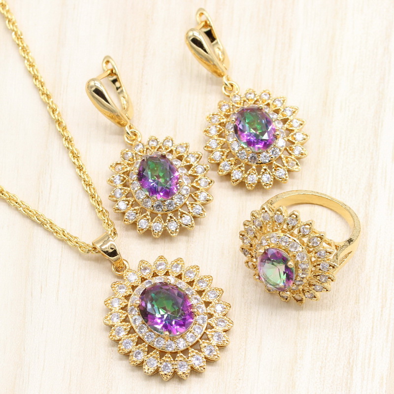 Gold Color Jewelry Sets Multicolor Semi-precious Stones Flower Shape Earrings Pendant Necklace Ring for women, As pic
Gold Color Jewelry Sets Multicolor Semi-precious Stones Flower Shape Earrings Pendant Necklace Ring for women, As pic
