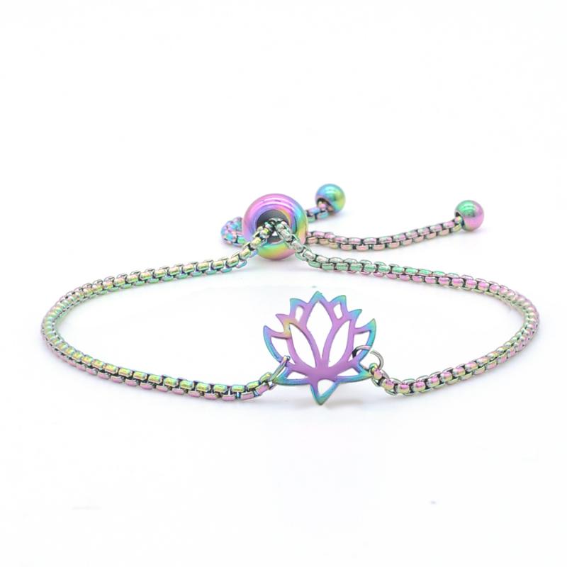 100% Stainless Steel Rainbow Colorful Lotus Charm Bracelets for Women Dropshipping Fashion Jewelry Bracelets Accept OEM Order
100% Stainless Steel Rainbow Colorful Lotus Charm Bracelets for Women Dropshipping Fashion Jewelry Bracelets Accept OEM Order