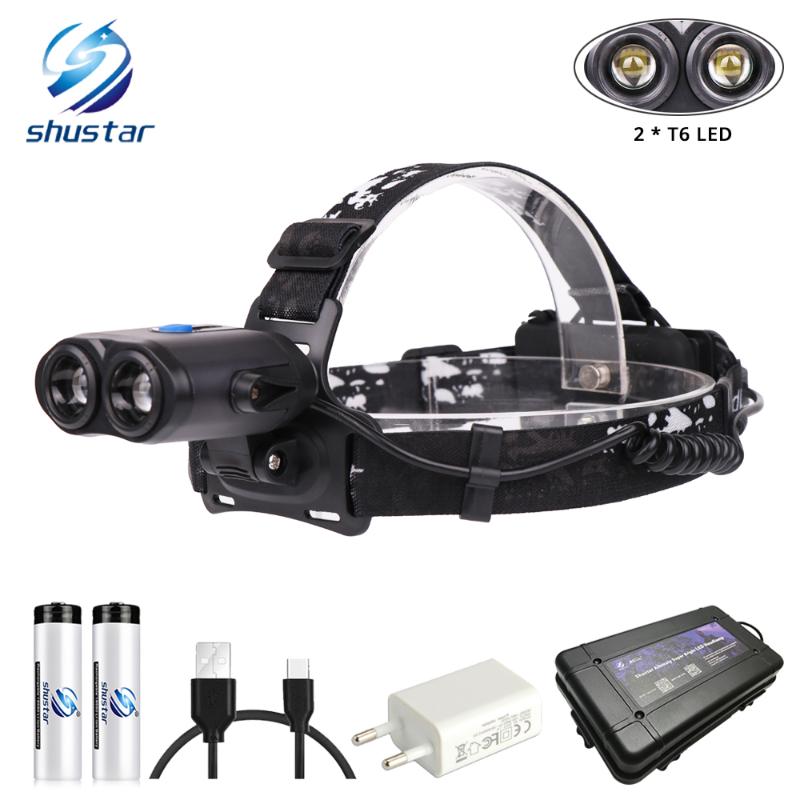 Super bright LED Headlamp 2 x T6 LED bead lamp Micro USB charging Headlight waterproof camping light 4 lighting modes for 18560
Super bright LED Headlamp 2 x T6 LED bead lamp Micro USB charging Headlight waterproof camping light 4 lighting modes for 18560