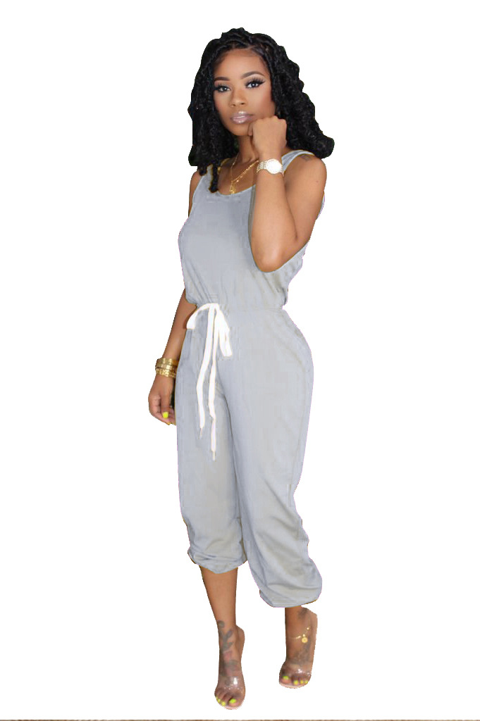 Spot the Jumpsuits European American spring and summer fashion leisure street selling solid color jumpsuit