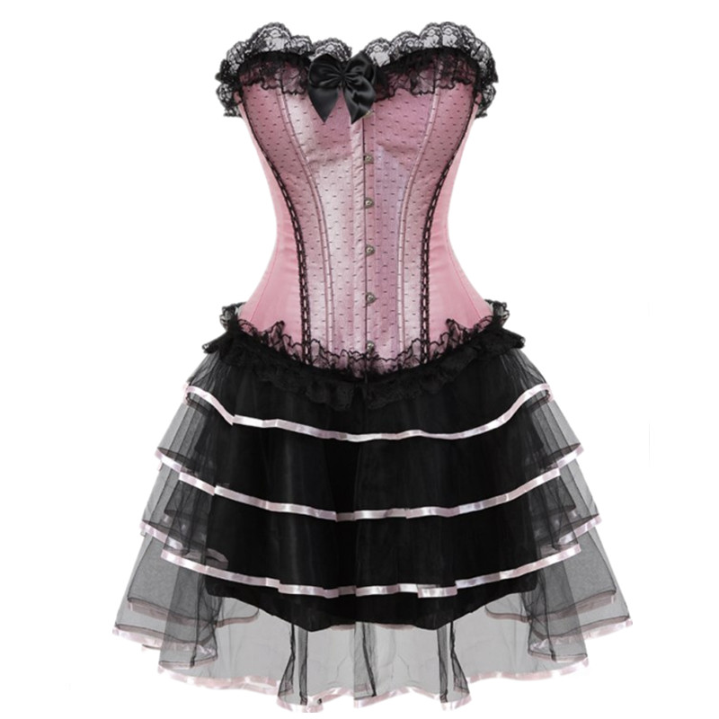 6XL Women Burlesque Dancer Dress Witch Halloween Sexy Underbust Bustier Corset Mini skirt Gothic Corset Dress With Skirt, Pink skirt 1
6XL Women Burlesque Dancer Dress Witch Halloween Sexy Underbust Bustier Corset Mini skirt Gothic Corset Dress With Skirt, Pink skirt 1