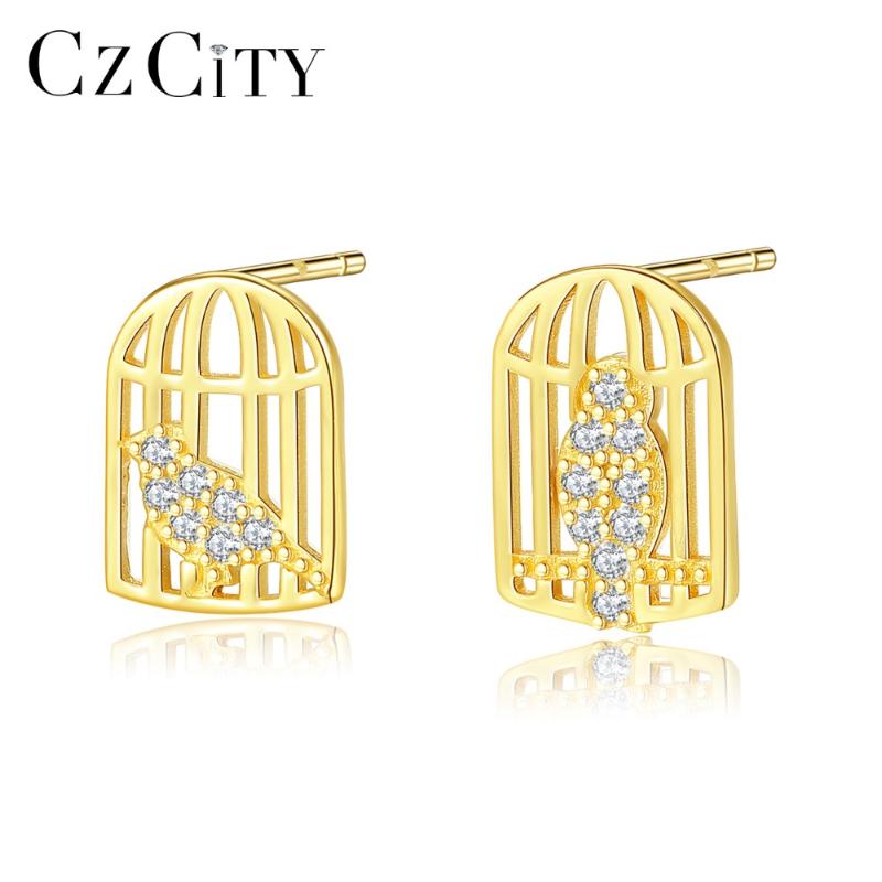 CZCITY New Arrivals 18K Gold Color Caged Bird Stud Earrings for Women Exquisite Cute 925 Silver Sterling Small Earrings Jewelry
CZCITY New Arrivals 18K Gold Color Caged Bird Stud Earrings for Women Exquisite Cute 925 Silver Sterling Small Earrings Jewelry