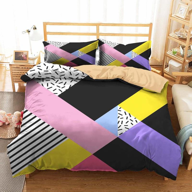 Double Bed Coverlet Home Textiles Contrast Color Stripe Pattern Bedding Clothes with Pillowcases King Queen Size
Double Bed Coverlet Home Textiles Contrast Color Stripe Pattern Bedding Clothes with Pillowcases King Queen Size