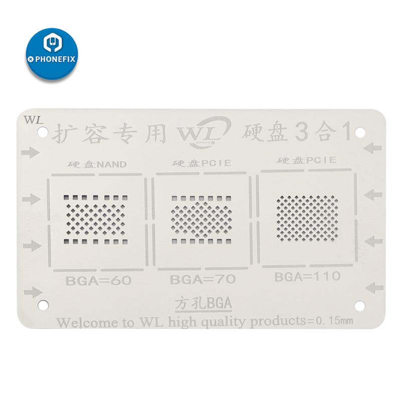 

WL BGA Reballing Stencil for 5/5C/5S/6/6P/6S/6SP/7/7P/8/8P/X/XS/XSMAX NAND Flash BGA Reballing Stencil Solder Template