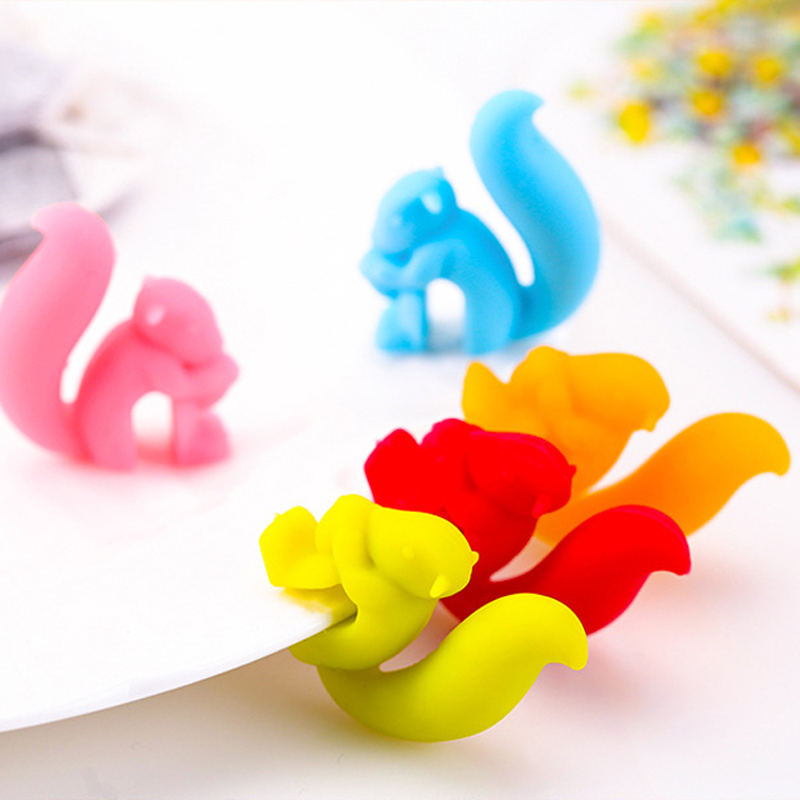 Snail Squirrel Shape Silicone Tea Bag Holder Cup Mug Tea Bag Clip Candy Colors Gift Set Good Teas Tools Infuser Silicone Tea Bag Holder