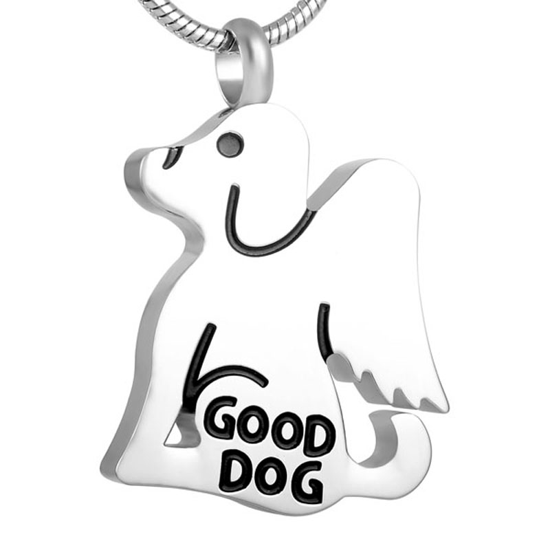 IJD8140 Stainless Steel Cremation Memorial Necklace for Ashes Urn Dog Pendant Keepsake for Pet Jewelry