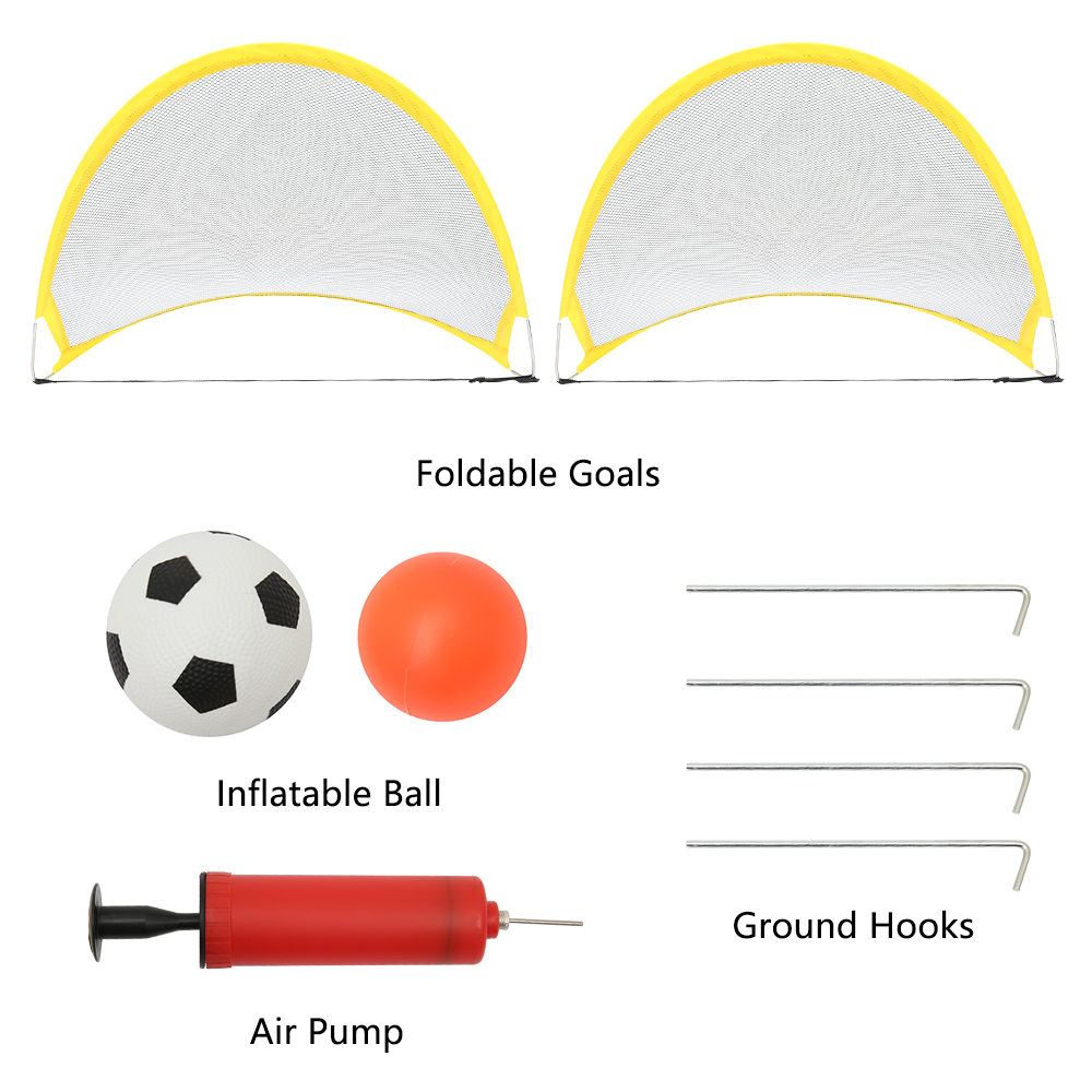 1 Set Folding Football Goal Net Soccer Training Goal Net Tent Kids Indoor Outdoor Play Toys Soccer Ball Practice Gate and Pump LJ2