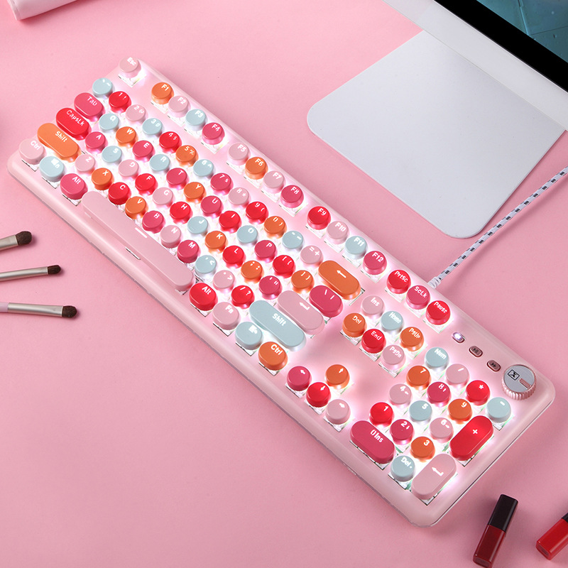 Mixed Color Pink Red K520 Gaming Mechanical Keyboard with Green Switch Lipstick Punk Retro Keycaps for Notebook Laptop Desktop
Mixed Color Pink Red K520 Gaming Mechanical Keyboard with Green Switch Lipstick Punk Retro Keycaps for Notebook Laptop Desktop