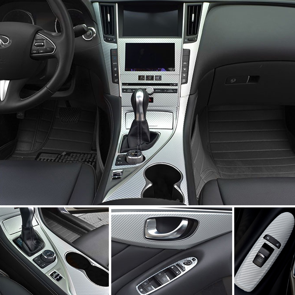 For Infiniti Q50 Q60 2014-2019 Interior Central Control Panel Door Handle 3D/5D Carbon Fiber Stickers Decals Car styling Accessorie