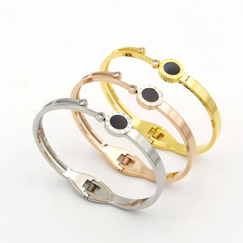 Stainless Steel Luxury Vintage Jewelry Roman Numerals Letter Black Round Love Bangles&bracelets With Cubic Zirconia
Stainless Steel Luxury Vintage Jewelry Roman Numerals Letter Black Round Love Bangles&bracelets With Cubic Zirconia