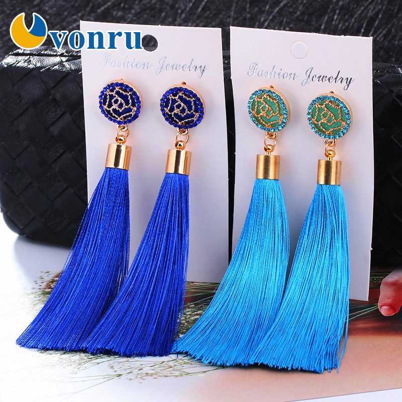 New Crystal Long Tassel Earrings Boho Black Red White Silk Fabric Thread Flower Drop Earrings For Women Dangle Jewelry Oorbellen
New Crystal Long Tassel Earrings Boho Black Red White Silk Fabric Thread Flower Drop Earrings For Women Dangle Jewelry Oorbellen