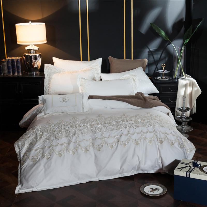 4/5Pcs luxury Egypt Cotton European classic retro Bedding Set Embroidery Duvet cover set Bed Sheet Pillowcases Queen King Size, Wsjj1