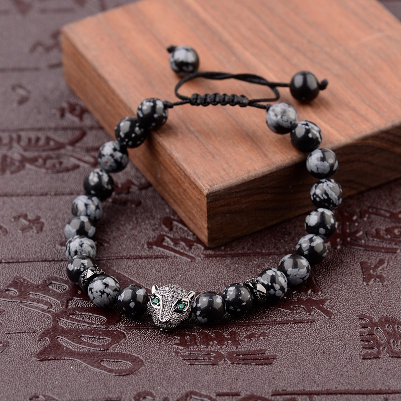 2020 CZ Leopard Head Men Bracelet Homme 8MM Fashion Charm Black Stone Bracelet For Men Jewelry Gift
2020 CZ Leopard Head Men Bracelet Homme 8MM Fashion Charm Black Stone Bracelet For Men Jewelry Gift
