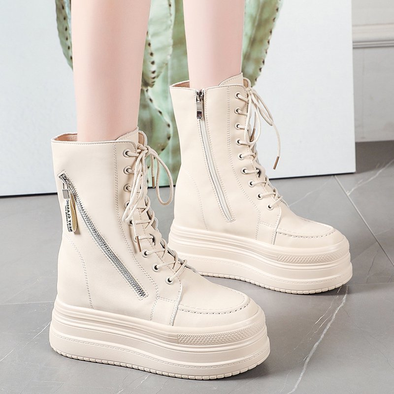 Women Autumn Winter Platform Ankle Boots Casual Zipper Lace Up Height Increasing Shoes Woman Fashion Chunky Short Botas, White
Women Autumn Winter Platform Ankle Boots Casual Zipper Lace Up Height Increasing Shoes Woman Fashion Chunky Short Botas, White