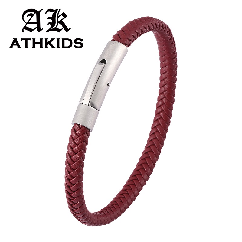 6mm Red Braided Leather Bracelets Unisex Fashion Jewelry Stainless Steel Snaps Accessories Weave Simple Bangles Gifts PD0463
6mm Red Braided Leather Bracelets Unisex Fashion Jewelry Stainless Steel Snaps Accessories Weave Simple Bangles Gifts PD0463