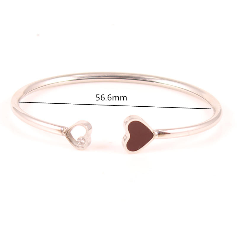 2020 Rose Gold Enamel Heart Cuff Bracelets Bangles For Women Girls Set Stainless Steel Adjustable Female Bracelet Bangle