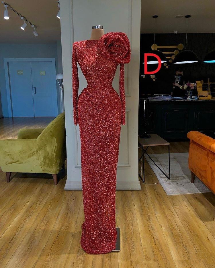Glitter Red Mermaid Evening Dresses 2021 Sexy Sequined Prom Dress Formal Evening Gowns robe de soiree Abendkleider