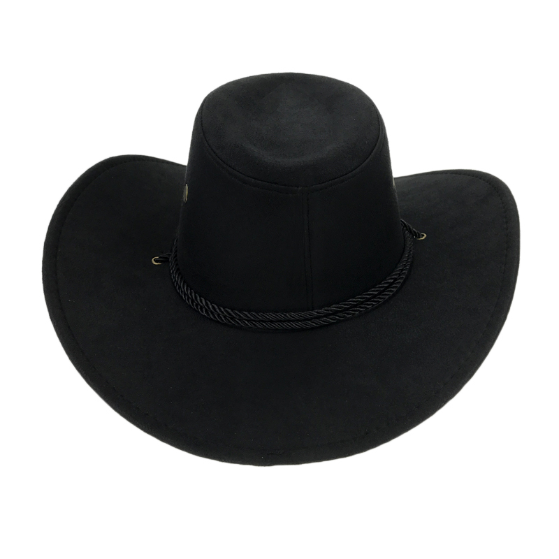 Western American Mens Cowboy Hats Wide Brim Travel Sun Hat Cowboy Cowgirl Faux Suede Triple Strings Chapeau Homme Cowboy YY18015 T