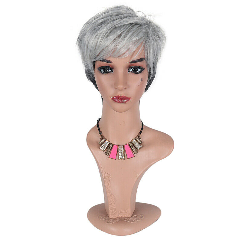 Women Fashion Natural Short Wig Synthetic Hair Full Wig with Bangs Xmas Cosplay