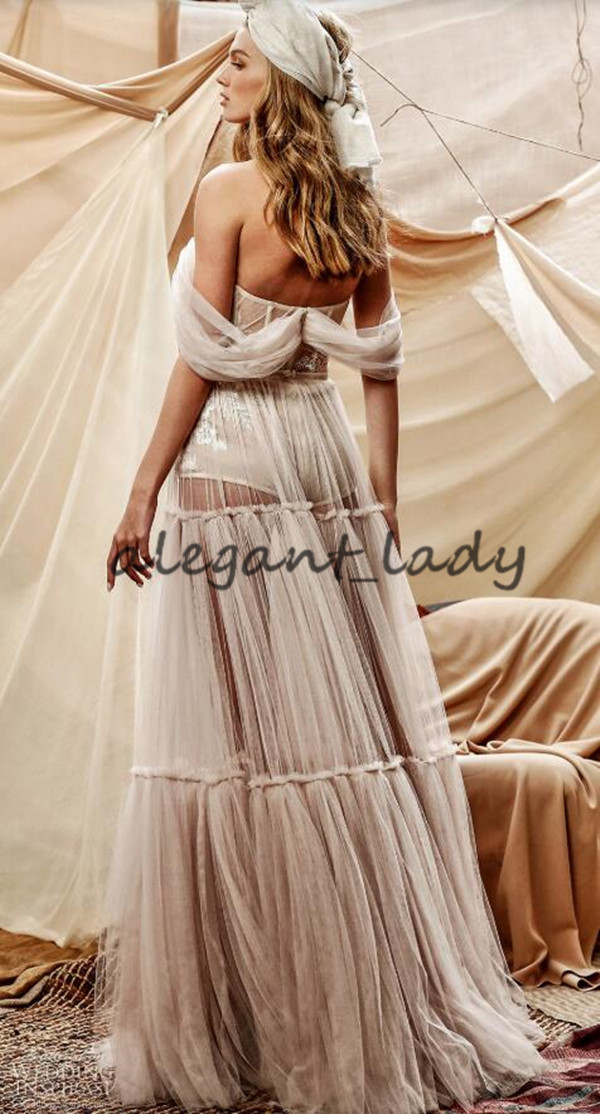 2021 Berta Bohemian Off Shoulder Wedding Bodysuit With Long Skirt 2021 Vintage Lace Applique Holiday Beach Boho Bride Dress vestidos