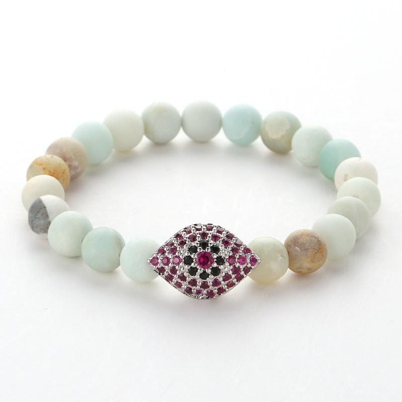 Fashion Polished Sandstone Beads Bracelet Women Men Charm Jewelry Simple Copper Micro Inset Zircon Eye Shape Elastic Bangles
Fashion Polished Sandstone Beads Bracelet Women Men Charm Jewelry Simple Copper Micro Inset Zircon Eye Shape Elastic Bangles