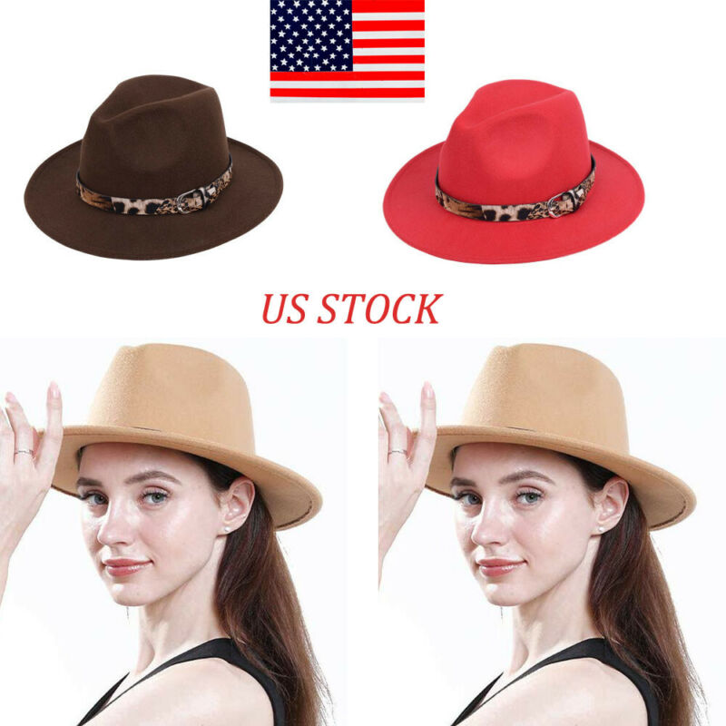 US Women Ladies Wool Felt Fedora Hat Fashion Leopard Print Wide Brim Wool Panama, Black
US Women Ladies Wool Felt Fedora Hat Fashion Leopard Print Wide Brim Wool Panama, Black