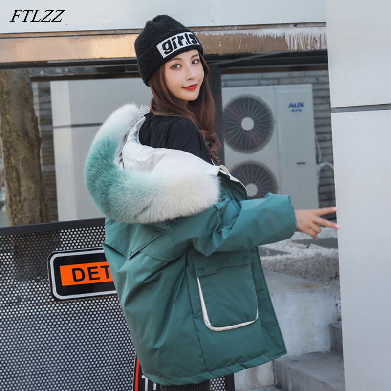 FTLZZ Winter Large Natural Fur Hooded Jacket Splicing Colour Snow Warm Outwear Women White Duck Down Coat Loose Thick Parkas, Gold
FTLZZ Winter Large Natural Fur Hooded Jacket Splicing Colour Snow Warm Outwear Women White Duck Down Coat Loose Thick Parkas, Gold