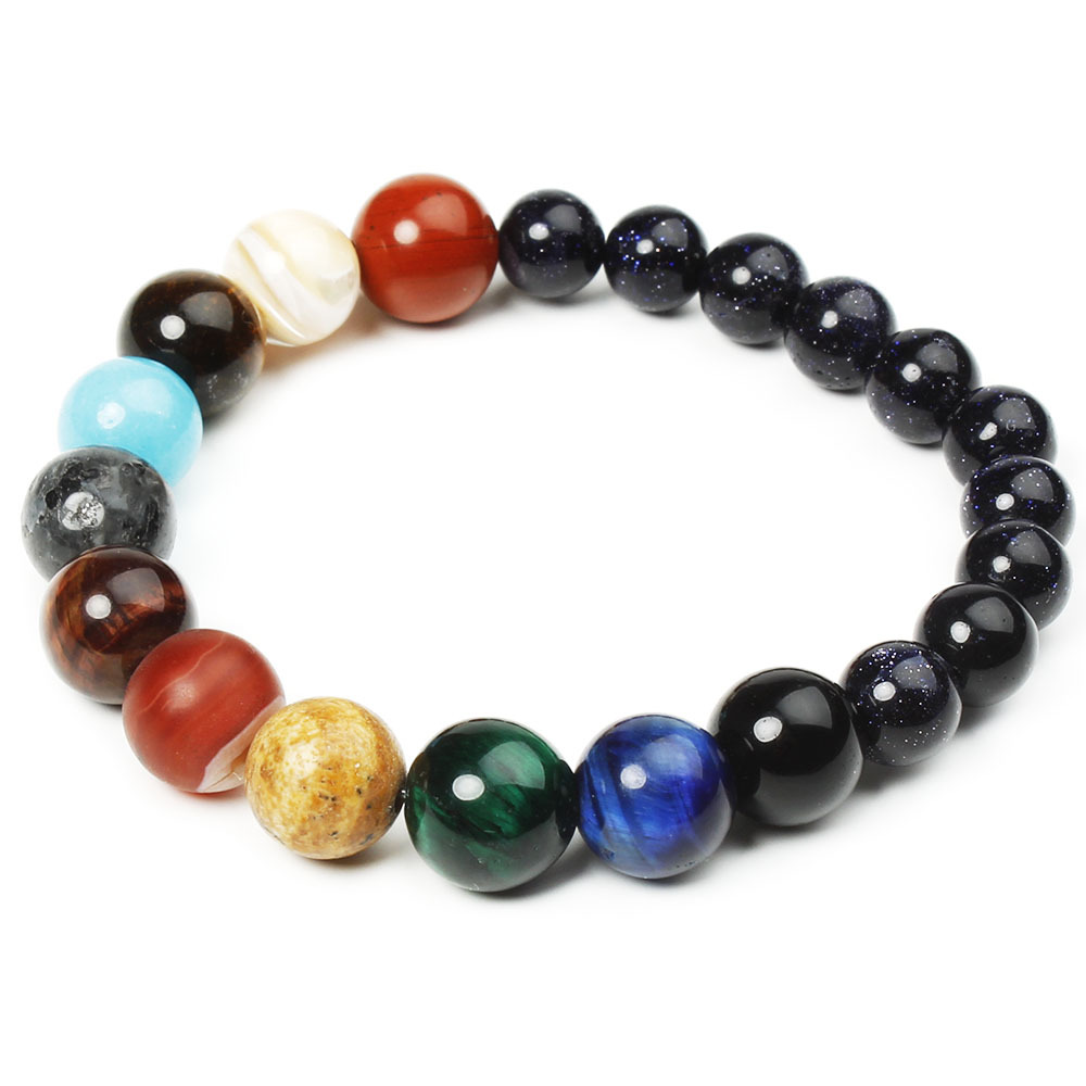 Eight Planets Bead Bracelet Men Natural Stone Universe Yoga Solar Chakra Bracelet for Women Men Jewelry Gifts Drop Shipping